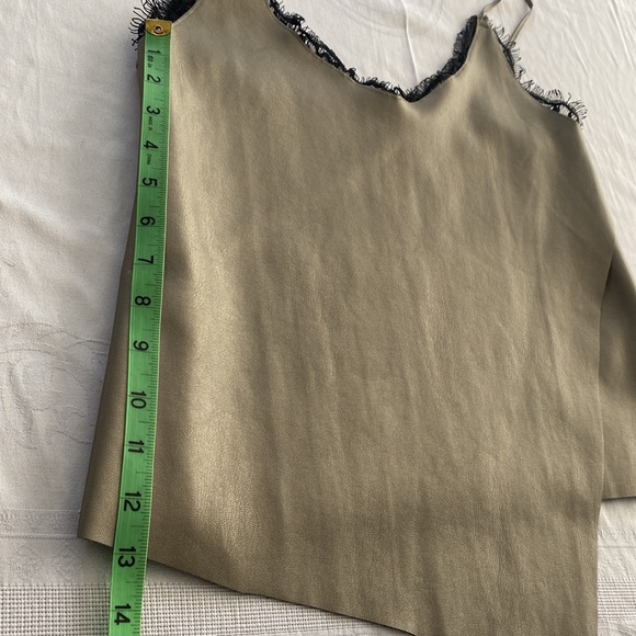 Zara leather and lace asymmetrical tank top. Spaghetti straps. Size Small - Picture 7 of 7